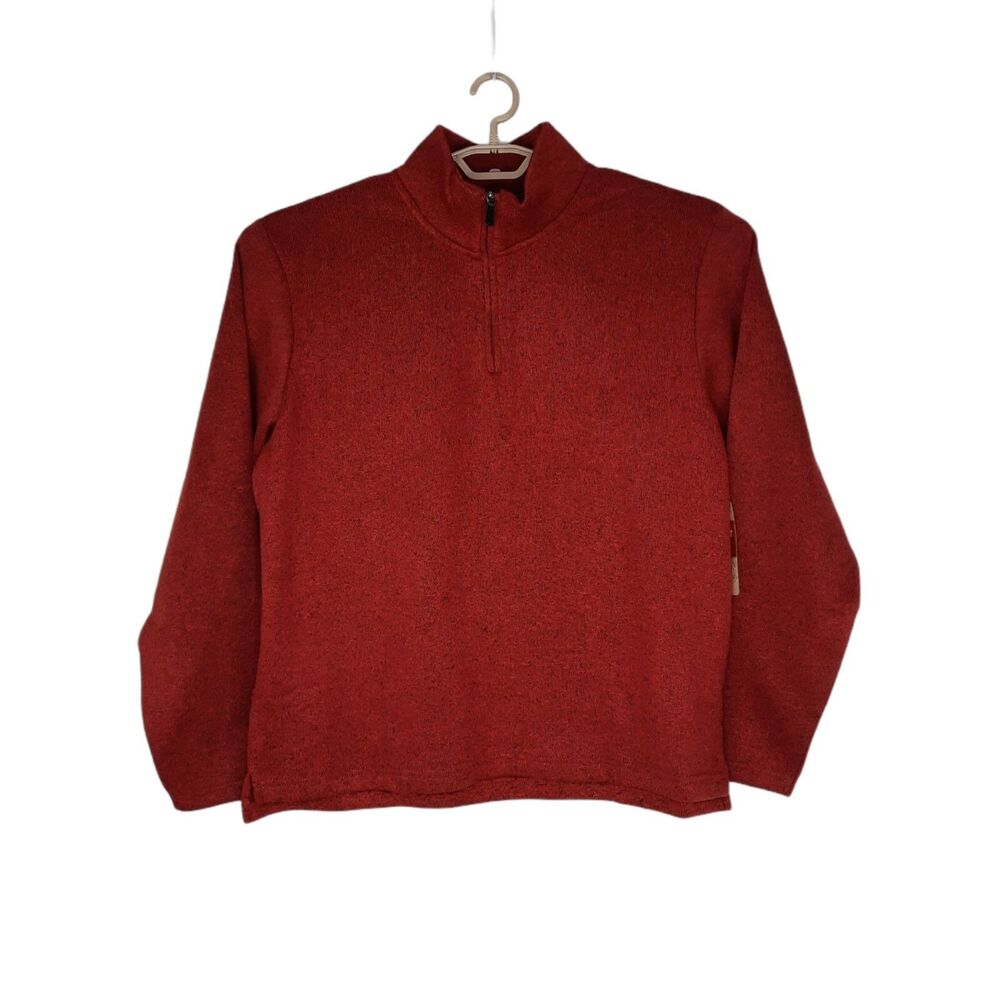 Wrangler Authentics Quarter-Zip Sweater Mens Large Fleece Red Long Sleeves NWT